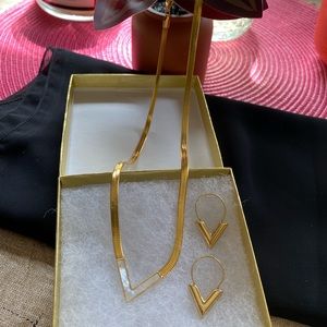 Brand new Herringbone V necklace with earrings